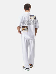 Oversized Men White Graphic Cotton T-shirt