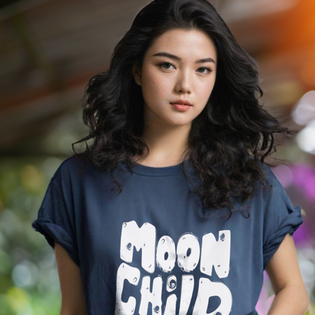 Women Blue Oversized T-shirt - The Moon child