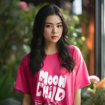 Women Oversized Hot Pink T-shirt - Moon child