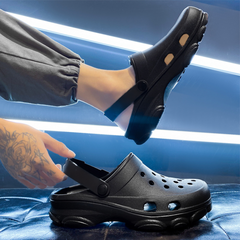 Men Gemini Black Clogs/Sandals with Adjustable Back Strap | Comfortable & Lightweight| Stylish & Anti-Skid| Waterproof