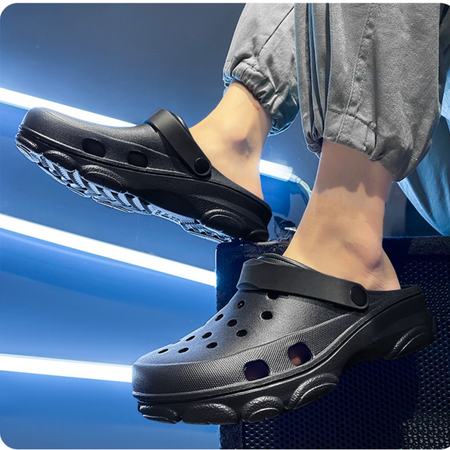 Men Gemini Black Clogs/Sandals with Adjustable Back Strap | Comfortable & Lightweight| Stylish & Anti-Skid| Waterproof