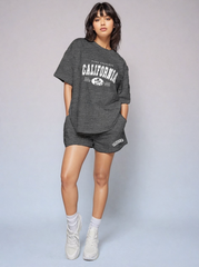 Women Dark grey Cotton Oversize graphic co-ord set - California Dreams