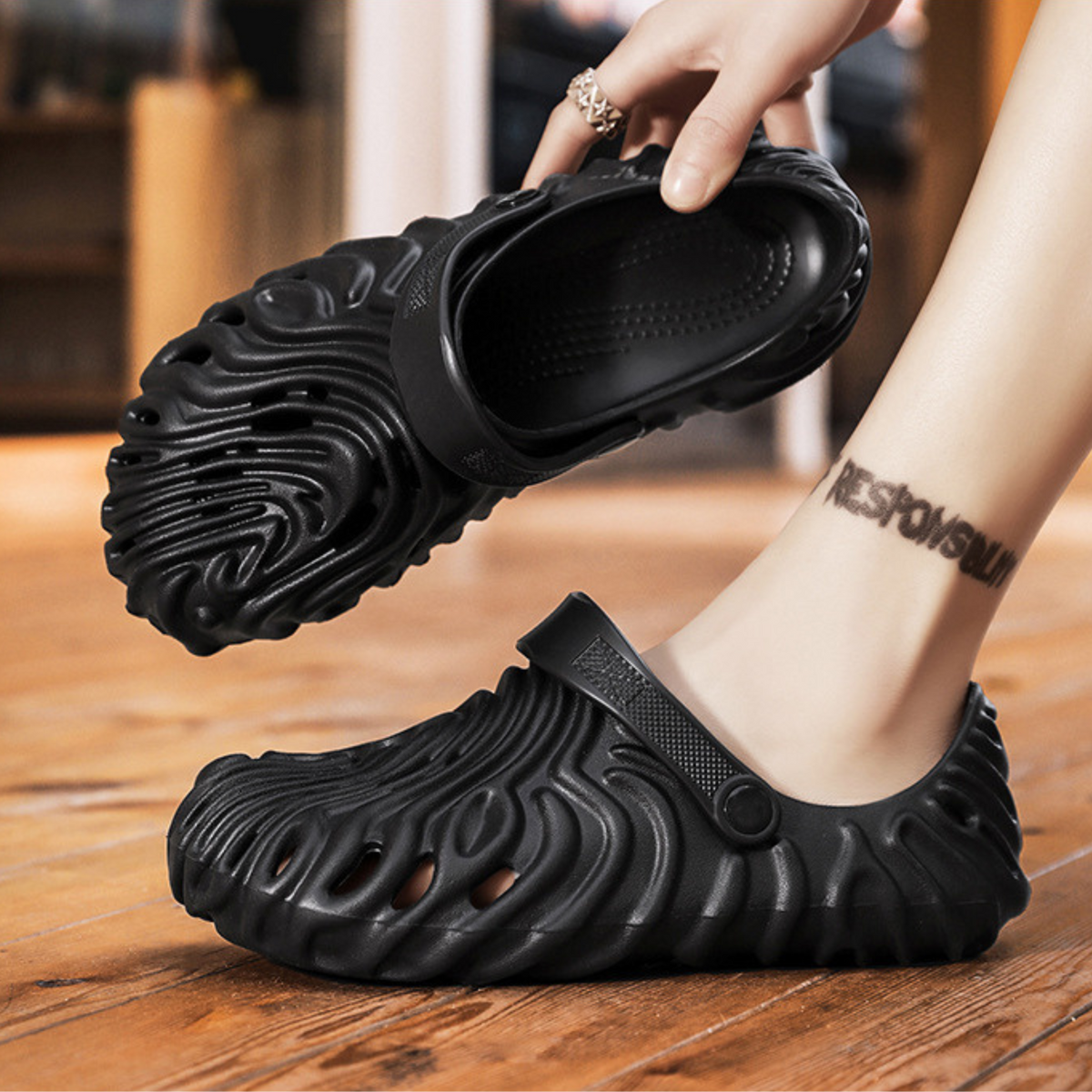 The Comet Black Clogs/Sandals with Adjustable Back Strap | Comfortable & Lightweight| Stylish & Anti-Skid| Waterproof