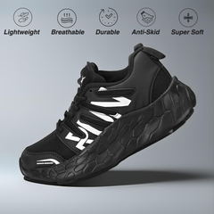 The Run Xtreme Black Running Shoe with EVA Sole & Flex Grooves technology  | Sports,Walking,Jogging,Casual| Lightweight & Comfortable