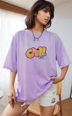 Chill- Oversized Lavender Women Cotton Tshirt