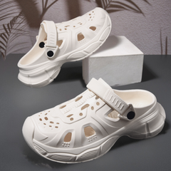 The Cyberpunk White Clogs/Sandals with Adjustable Back Strap | Comfortable & Lightweight| Stylish & Anti-Skid| Waterproof