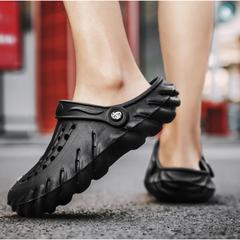 Men Orion Black Clogs/Sandals with Adjustable Back Strap | Comfortable & Lightweight| Stylish & Anti-Skid| Waterproof