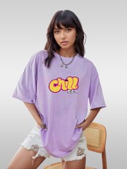 Chill- Oversized Lavender Women Cotton Tshirt