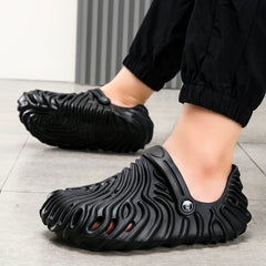 The Comet Black Clogs/Sandals with Adjustable Back Strap | Comfortable & Lightweight| Stylish & Anti-Skid| Waterproof