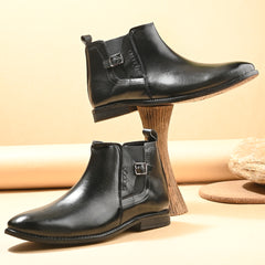 The Blackwood - Black Leather Slip On Chelsea Boots