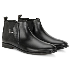 The Blackwood - Black Leather Slip On Chelsea Boots