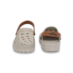 Men Clinkers Beige Clogs/Sandals with Adjustable Back Strap | Comfortable & Lightweight| Stylish & Anti-Skid| Waterproof