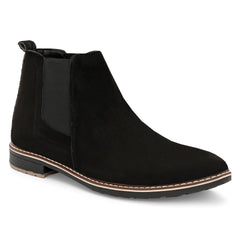 The Ebony - Black Suede Leather Slip On Chelsea Boots