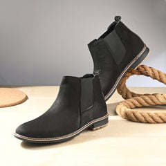 The Ebony - Black Suede Leather Slip On Chelsea Boots