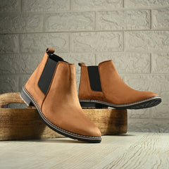 The Ebony - Tan Suede Leather Slip On Chelsea Boots