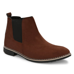 The Ebony - Brown Suede Leather Slip On Chelsea Boots