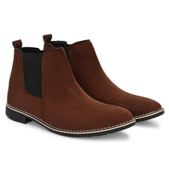 The Ebony - Brown Suede Leather Slip On Chelsea Boots