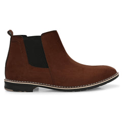 The Ebony - Brown Suede Leather Slip On Chelsea Boots