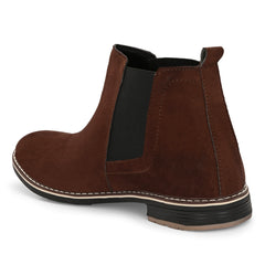 The Ebony - Brown Suede Leather Slip On Chelsea Boots