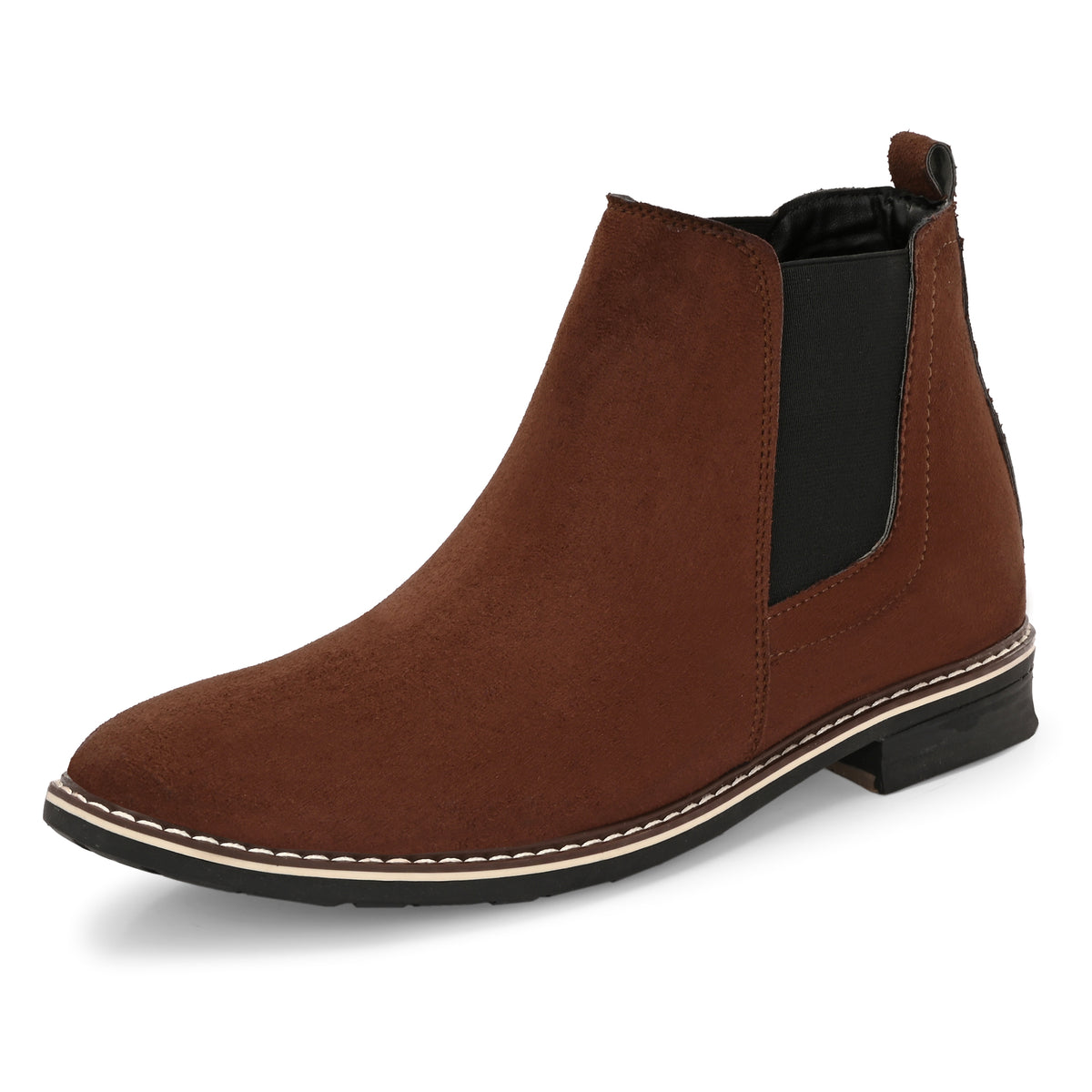 The Ebony - Brown Suede Leather Slip On Chelsea Boots