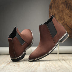 The Ebony - Brown Suede Leather Slip On Chelsea Boots