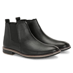 The Ashwood - Black Leather Slip On Chelsea Boots