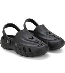 Men Shadow Black Clogs/Sandals with Adjustable Back Strap | Comfortable & Lightweight| Stylish & Anti-Skid| Waterproof