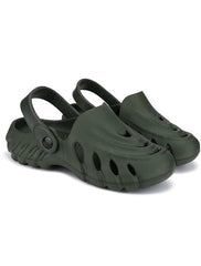 Men Shadow Army green Clogs/Sandals with Adjustable Back Strap | Comfortable & Lightweight| Stylish & Anti-Skid| Waterproof