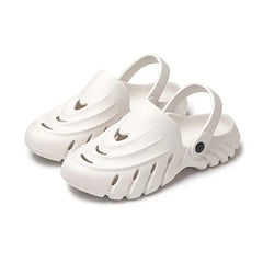 Men Shadow White Clogs/Sandals with Adjustable Back Strap | Comfortable & Lightweight| Stylish & Anti-Skid| Waterproof