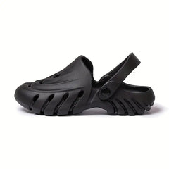 Men Shadow Black Clogs/Sandals with Adjustable Back Strap | Comfortable & Lightweight| Stylish & Anti-Skid| Waterproof