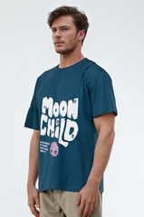 Moon Child Men Oversized Graphic Cotton T-shirt